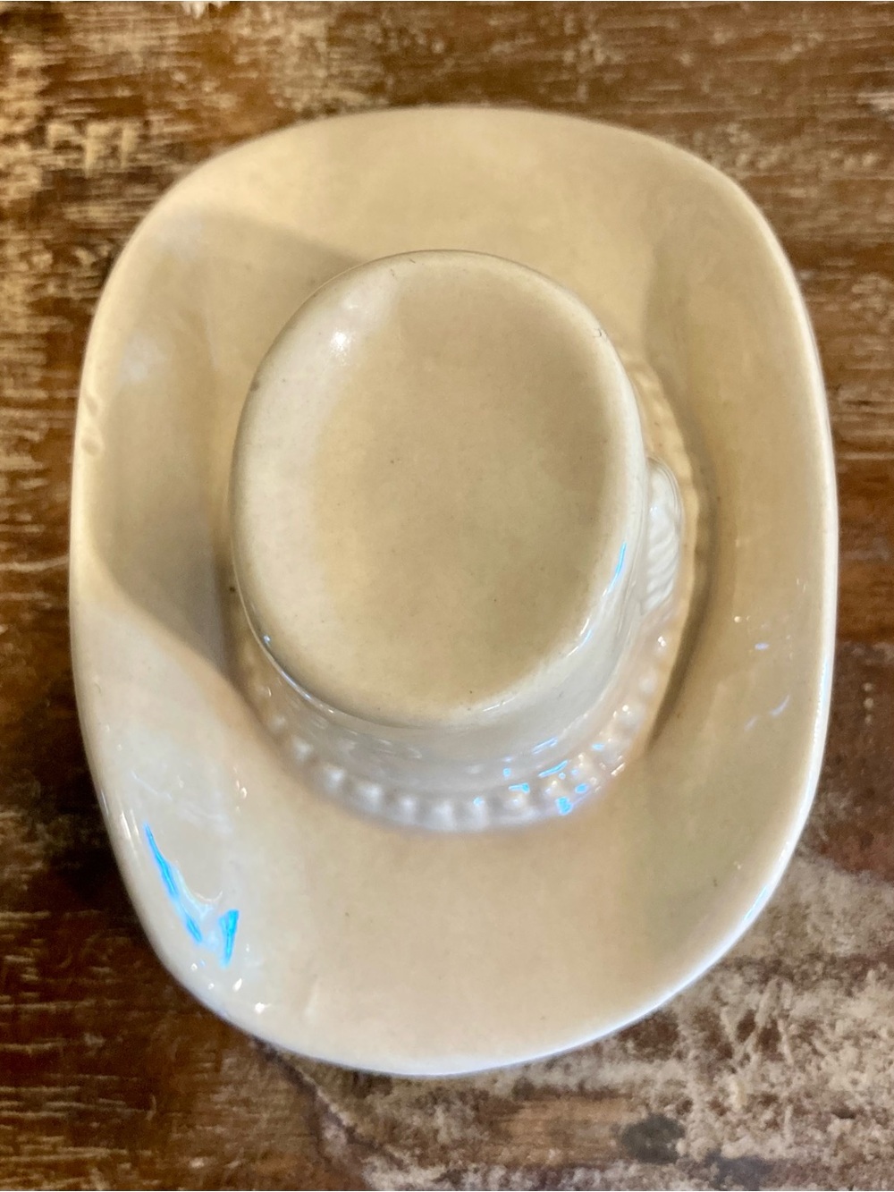 Ceramic Cowboy Hat Trinket - Cream Colored - Picture 2 of 12